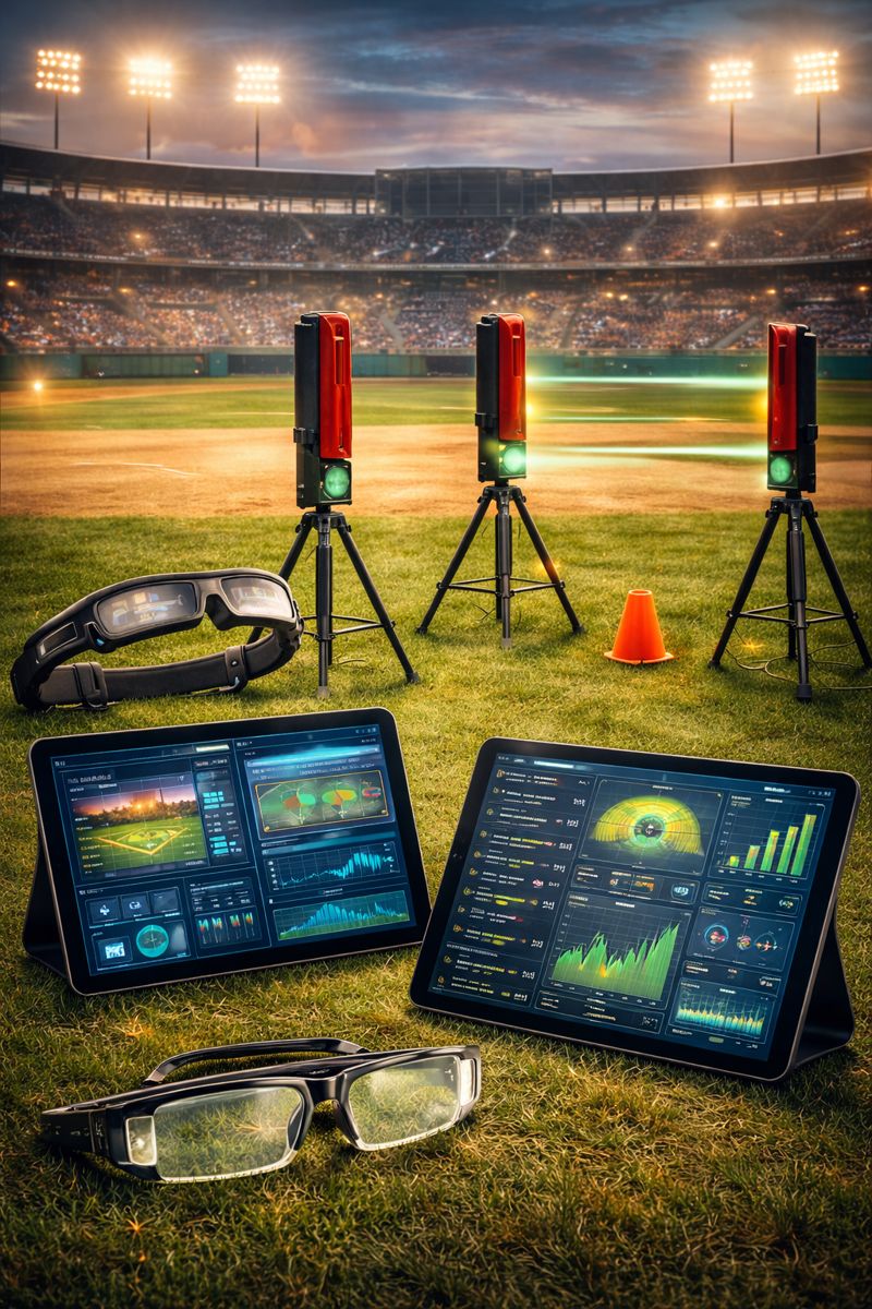 Sports equipment and tech setup